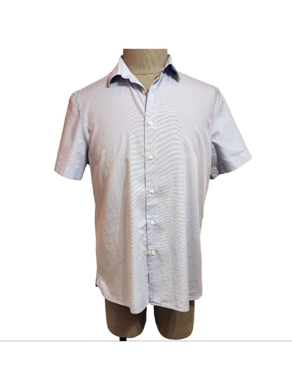 Perry Ellis Cotton Textured Button Front Short Sleeve Shirt Large